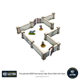 Bolt Action: Pre-painted WWII Normandy High Stone Wall with Gate